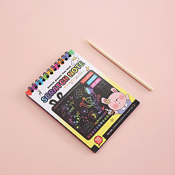 Желтый Царапина радуга живопись искусство спираль блокнот, самодельная бумага для рисования, с бамбуковыми палочками, желтые, 14x10.5 см