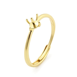 Золотой Плоские круглые латунные регулируемые кольца, для полуполых бусин , золотые, 6 мм, внутренний диаметр: 18.8 мм, лоток : 4.5 мм, штифты : 4x1 мм