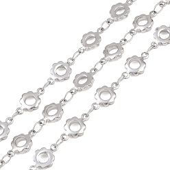 Нержавеющая Сталь Цвет 304 из нержавеющей стали цепи связи цветок, пайки, с катушкой, цвет нержавеющей стали, 10x6x2 мм