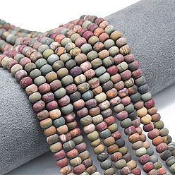 Пикассо Камень Нити бусин из натуральной красной яшмы пикассо/полихромной яшмы, матовые, рондель, 6x4 мм, отверстие : 1 мм, около 93~96 шт / нитка, 14.57''~14.76'' (37~37.5 см)