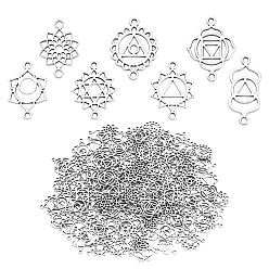 Античное Серебро 140 ПК 7 стили сплава звеньев / соединителей тибетского стиля, чакра, разнообразные, античное серебро, 9.5~20x14~21.5x1.5 мм, отверстие : 1.2 мм, 20 шт / стиль
