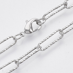 Платина Изготовление колье-цепочки из текстурированной латуни, с карабин-лобстерами , платина, 24.01 дюйм (61 см)), ссылка: 14.5x4.5x1 mm