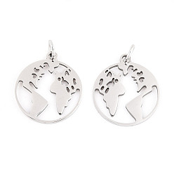 Нержавеющая Сталь Цвет Не тускнеющие 201 подвески из нержавеющей стали, кольцо с картой, цвет нержавеющей стали, 19x17x1 мм, отверстие : 3 мм