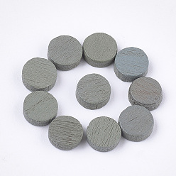 Olive Painted Poplar Wood Cabochons, Flat Round, Olive, 7x2mm