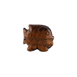 Тигровый глаз Резные фигурки рыб из натурального тигрового глаза, для домашнего офиса настольный орнамент фэн-шуй, 38 мм