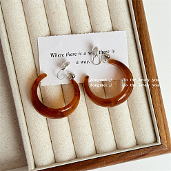 Сэнди Коричневый Серьги-клипсы из смолы, c-образный, платина, песчаный коричневый, 40x40 мм