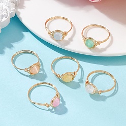 Золотой Кольца на палец, окрашенные натуральным селенитом, с экологически чистой медной проволокой, золотые, 8.5 мм, внутренний диаметр: 18 мм