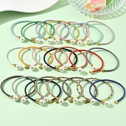 (52) Непрозрачная лаванда Стальное проволочное кольцо, медная пряжка и пластиковые жемчужные браслеты, стойки покрытие, разноцветные, 0.25 см, Внутренний диаметр: 62x57