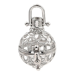 Платина Подвески в виде стойки из латуни с бусинами, для ожерелья, долговечный, круглые, платина, лоток : 16.5 мм, 31x20x18 мм, отверстие : 5.6x5.4 мм