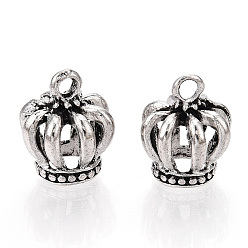 Античное Серебро Сплавочные подвески тибетского стиля, корона, античное серебро, 13.5x10.5~11.5 мм, отверстие : 1.6~2 мм