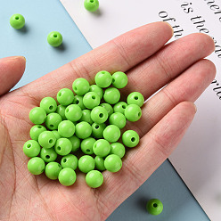 Lawn Green Opaque Acrylic Beads, Round, Lawn Green, 8x7mm, Hole: 2mm, about 1745pcs/500g