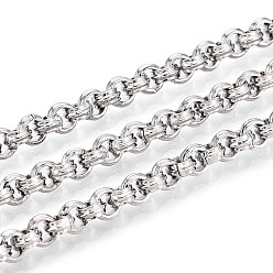 Платина Латунные звенья цепи, несварные, с катушкой, платина, 5x2 мм, около 32.81 футов (10 м) / рулон