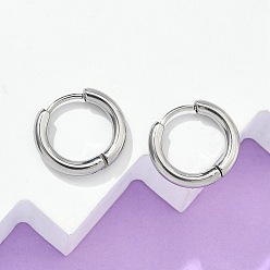 Нержавеющая Сталь Цвет Устойчивые к потускнению 304 серьги-кольца Huggie Hoop из нержавеющей стали, гипоаллергенные серьги, с 316 хирургическим стержнем из нержавеющей стали, цвет нержавеющей стали, 10 датчик, 16x2.5 мм, штифты : 1 мм, внутренний диаметр: 10 мм