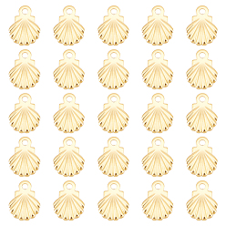 Настоящее золото 24K 200 шт. 304 подвески из нержавеющей стали, оболочки прелести, реальный 24 k позолоченный, 7.5x5.5x0.5 мм, отверстие : 0.8 мм