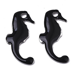 Schwarz 201 Edelstahl Emaille Reize, Seepferdchen, Edelstahl Farbe, Schwarz, 15x7x1 mm, Bohrung: 1.2 mm