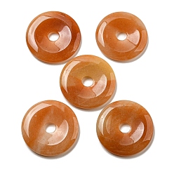 Red Aventurine Natural Red Aventurine Pendants, Donut/Pi Disc Charms, 50x6.5~7.5mm, Hole: 10mm