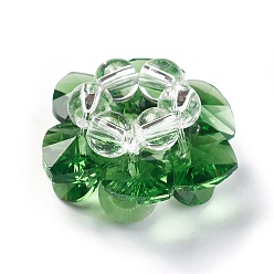Green Glass Woven Beads, Cluster Beads, Lotus, Green, 25~28x14mm, Hole: 5mm