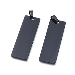 Черный 304 подвески из нержавеющей стали, штамповка пустой метки, прямоугольные, крестик, ионное покрытие (ip), электрофорез черный, 48x15x1 мм, отверстие : 4x7 мм