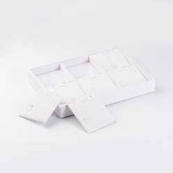 White Wooden Necklaces Presentation Boxes, Covered with PU Leather, White, 18x25x3.2cm