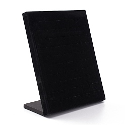 Black Velvet Jewelry Displays, with 50pcs Grooves, Used to Display Ring, Earrings or Mobile Phone Dustproof Plug, Rectangle, Black, 200x100x250mm