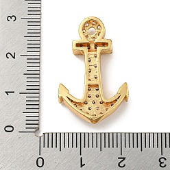 Real 18K Gold Plated Brass Micro Pave Clear Cubic Zirconia Pendants, Anchor Charms, Real 18K Gold Plated, 27x17.5x5mm, Hole: 1mm