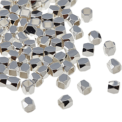 Платинированный 100 шт. Латунные распорные втулки, долговечный, граненые колонки, Реальная платина, 3x3~3.5 мм, отверстие : 1.4 мм