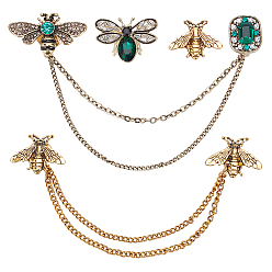 (52) Непрозрачная лаванда 4 шт. 4 значки со стразами пчела и моль, Броши-цепочки из сплава для рюкзака, разноцветные, 20~120 мм, 1 шт / стиль