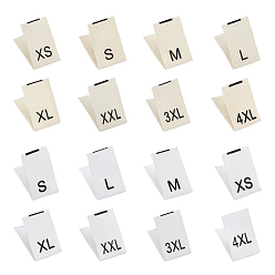 Белый Этикетка размера смеси, тканые ремесленные этикетки из хлопка, для пошива одежды, xs / s / m / l / xl / xxl / 3 xl / 4 xl, белые, 42x13x0.2 мм, 16 шаблоны, 30 шт / образец, 480 шт / комплект