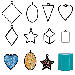 Black Electrophoresis Alloy Open Back Bezel Pendants, For DIY UV Resin, Epoxy Resin, Pressed Flower Jewelry, with Seamless Paper Tape, Black, 82x82x27mm, 32pcs/set