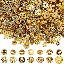 Античное Золото 700 шт 14 стили бусины из сплава в тибетском стиле, железные хрустальные бусины-разделители со стразами, разнообразные, античное золото , 5~10x6~10x2~4 мм, отверстие : 1.5~3.5 мм, 50 шт / стиль