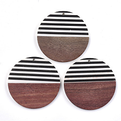 Sienna Resin & Wood Pendants, Flat Round, Sienna, 49x3~4mm, Hole: 2mm2mm