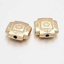 Light Gold Cadmium Free & Nickel Free & Lead Free Alloy Beads, Long-Lasting Plated, Cross, Light Gold, 12x12x5mm, Hole: 2mm
