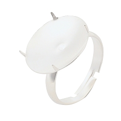 Серебро 316 компоненты манжетного кольца из нержавеющей стали, настройки зубчатого кольца, круглые, серебряные, лоток : 17 мм, размер США 7 1/4 (17.5 мм)