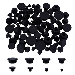 Черный 100шт 8 стили силиконовые заглушки для отверстий, вставьте заглушки в отверстия, торцевые заглушки вставок для стоек, для мебельного ограждения, круглые, чёрные, 9.5~33x9~15 мм