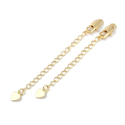 Настоящее золото 18K Латунь заканчивается цепи, без кадмия, без никеля и без свинца, сердце, реальный 18 k позолоченный, 70 мм, отверстие : 2.5 мм