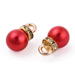 (123L) Белый крем непрозрачный блеск Пластмассовые прелести abs, с золотыми выводами тон железа и горный хрусталь, окрашенные, круглый шарм, огнеупорный кирпич, 13.5x8 мм, отверстие : 2.5 мм