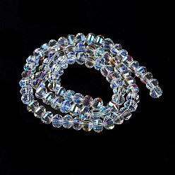 Clear AB Transparent Electroplate Glass Beads Strands, AB Color Plated, Faceted, Rondelle, Clear AB, 7.8x5.8~6.3mm, Hole: 1.5mm, about 80pcs/strand, 18.31''~19.88''(46.5~50.5cm)