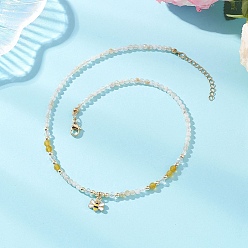 Золотистый Подвеска в виде пчелы из сплава эмали, натурального цитрина и окрашенного желтого агата, ожерелье из граненых круглых бусин, со стеклом, золотые, золотые, 15.31 дюйм (38.9 см)