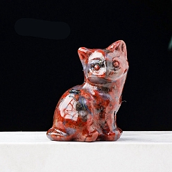 Лабрадорита Украшения для выставки скульптур из натурального лабрадорита, для домашнего офисного стола, кошка, 23x30 мм