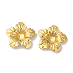 Золотой 304 из нержавеющей стали шарик крышки, 5-лепестков цветка, золотые, 21x20x3.5 мм, отверстие : 1.6 мм