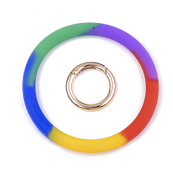 Colorful Silicone Bangle Keychains, with Alloy Spring Gate Rings, Light Gold, Colorful, 115mm
