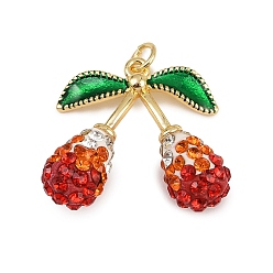 Сиамский Латунь эмаль подвески, вишня, с полимерной глиной горный хрусталь, долговечный, без кадмия и без свинца, стойки покрытие, золотые, с целью перехода в кольце, Сиам, 23x25.5x9 мм, отверстие : 3 мм