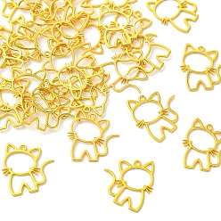 Золотой 30 подвески из сплава шт., полые кошачьи талисманы, золотые, 27x25 мм, отверстие : 2 мм