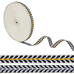 Черный 20 ярдов вышитых лент из полиэстера в этническом стиле с листьями, жаккардовая лента, тирольская лента, аксессуары для одежды, чёрные, 1/2 дюйм (13 мм)