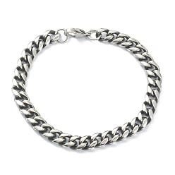 Нержавеющая Сталь Цвет Устойчивые к потускнению мужские 304 браслеты из нержавеющей стали с кубинскими звеньями, с карабин-лобстерами , цвет нержавеющей стали, 8-7/8 дюйм (22.5 см)