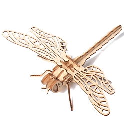 Dragonfly Insect 3D Wooden Puzzle Simulation Animal Assembly, DIY Model Toy, for Kids and Adults, Dragonfly, Finished Product: 17x17x17cm