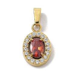 Oval Ионное покрытие (ip) 304 подвески из нержавеющей стали с микропаве из кубического циркония, золотые чары, овальные, 13x8.5x3.5 мм, отверстие : 4 мм