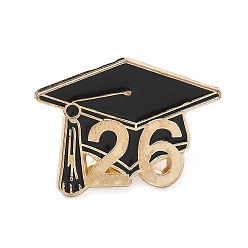 Hat Graduation Season Alloy Enamel Pins, Golden Lapel Pin Backs for Backpack Clothes, Graduation Hat, 18.5x26mm