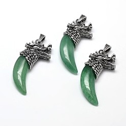 Натуральный Агат Бивень форма с волком античный серебряный сплав цинка естественный агатовых большие подвески, без свинца и без никеля , 53~57x23x10 мм, отверстие : 4.5x8 мм