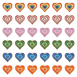 (52) Непрозрачная лаванда 36 шт 6 цвета подвески из сплава, с эмалью, шарма сердца, разноцветные, 25x26x1.5 мм, отверстие : 1.8 мм, 6 шт / цвет